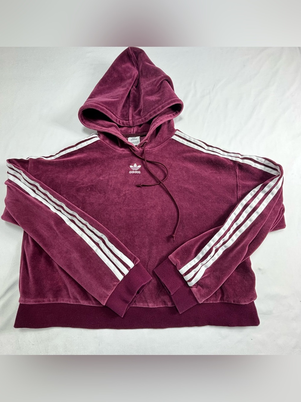 Adidas women’s Hooded Velour Sweatshirt - Burgundy W690